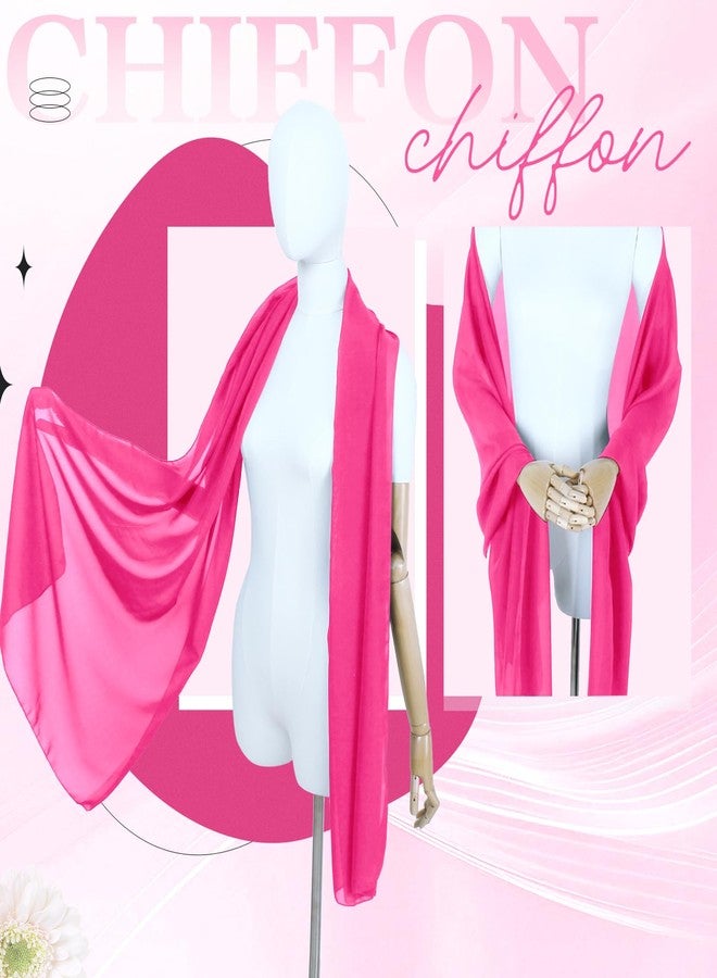 Eychei Hot Pink Chiffon Scarf, Soft Breathable Chiffon Shawls and Wraps, Elegant Silky Women's Hijab for Evening Dresses Wedding Bridal Scarves (67 x 28 inches) - Image 5